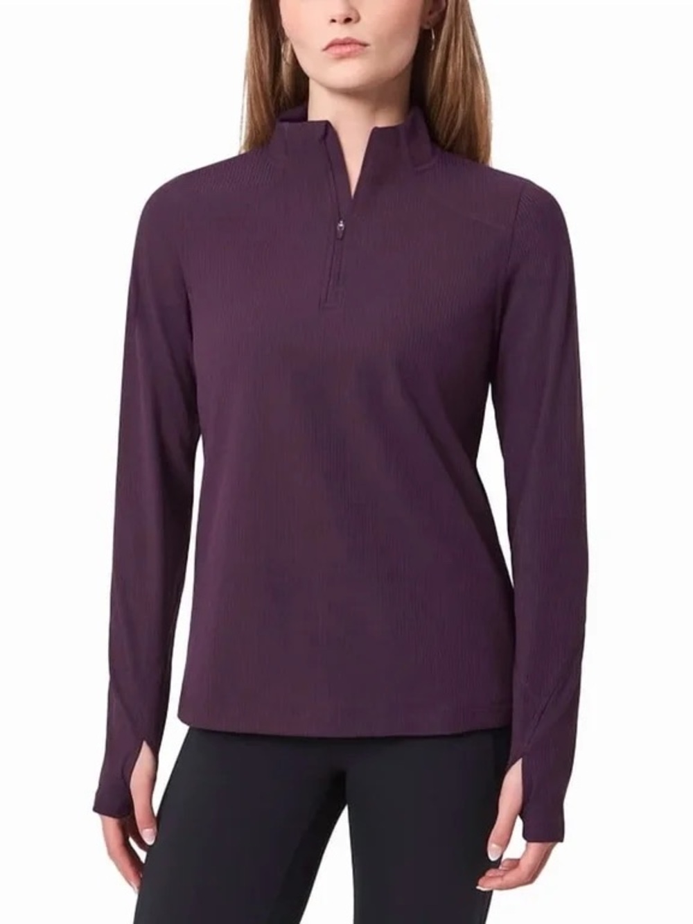 Mondetta Women's Long Sleeve Active Ribbed Quarter-Zip Pullover